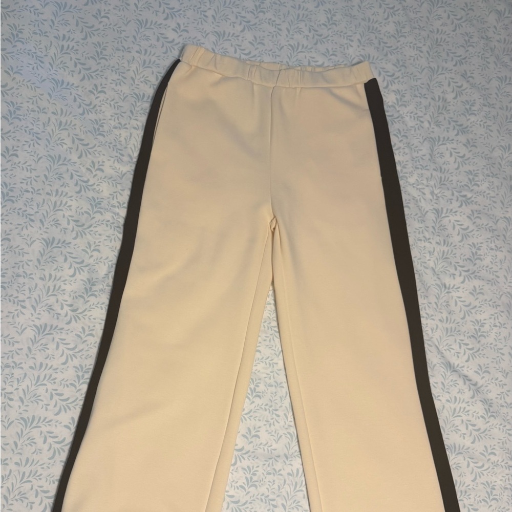 Women’s Cream Track Pants with Black Side Stripe